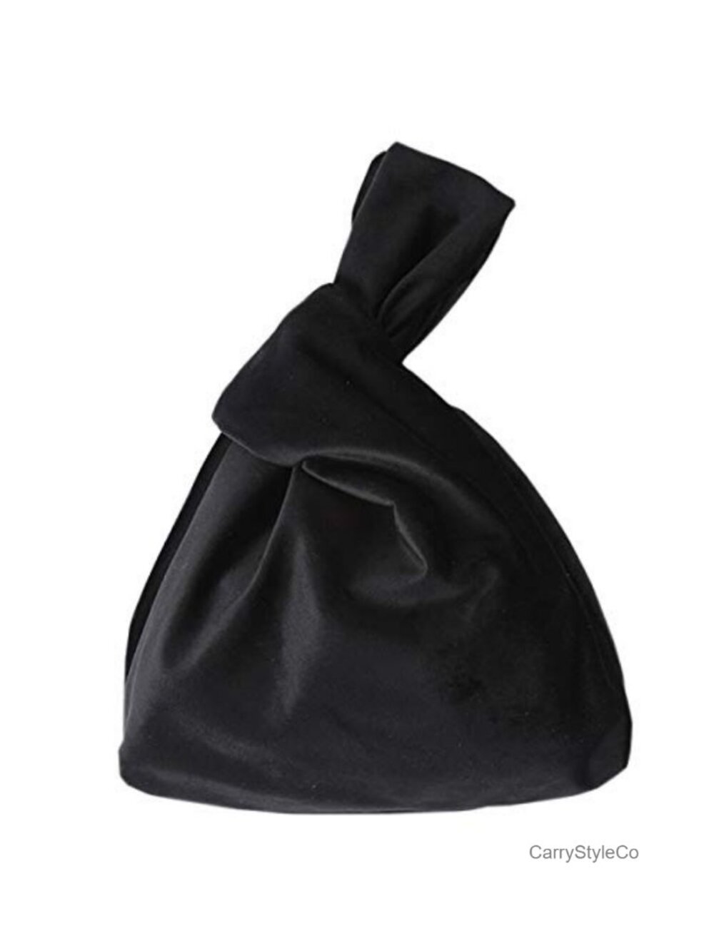Velvet Wristlet Clutch Evening Bag Knot Closure Cosmetic Pouch